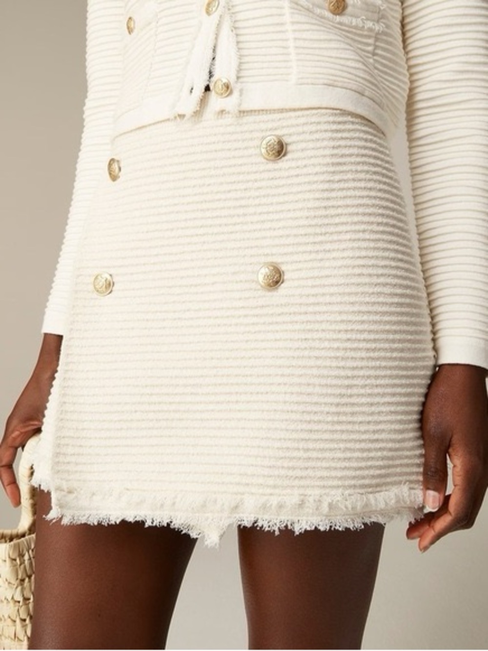 NEW! J. Crew Faux-wrap knit sweater-skirt in fine bouclé pull on Size Medium